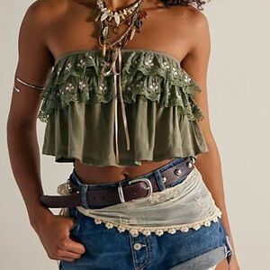 Free People Tailia Embroidered Tube Top